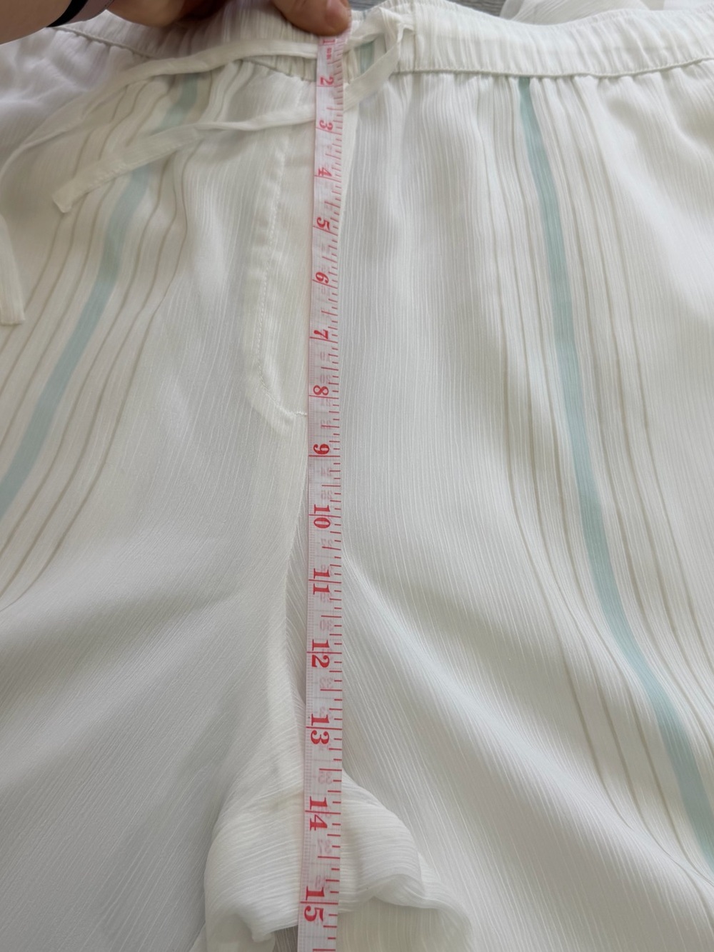 Calvin Klein Women’s White Striped Wide-Leg Pants Drawstring Pockets Size L - Picture 10 of 13